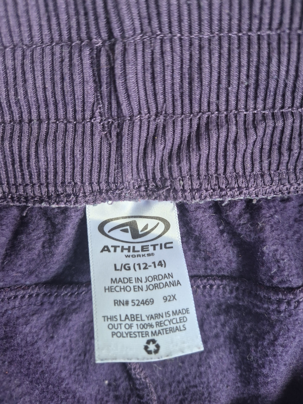 Athletic Works Girls' Purple Fleece-Lined Bottoms